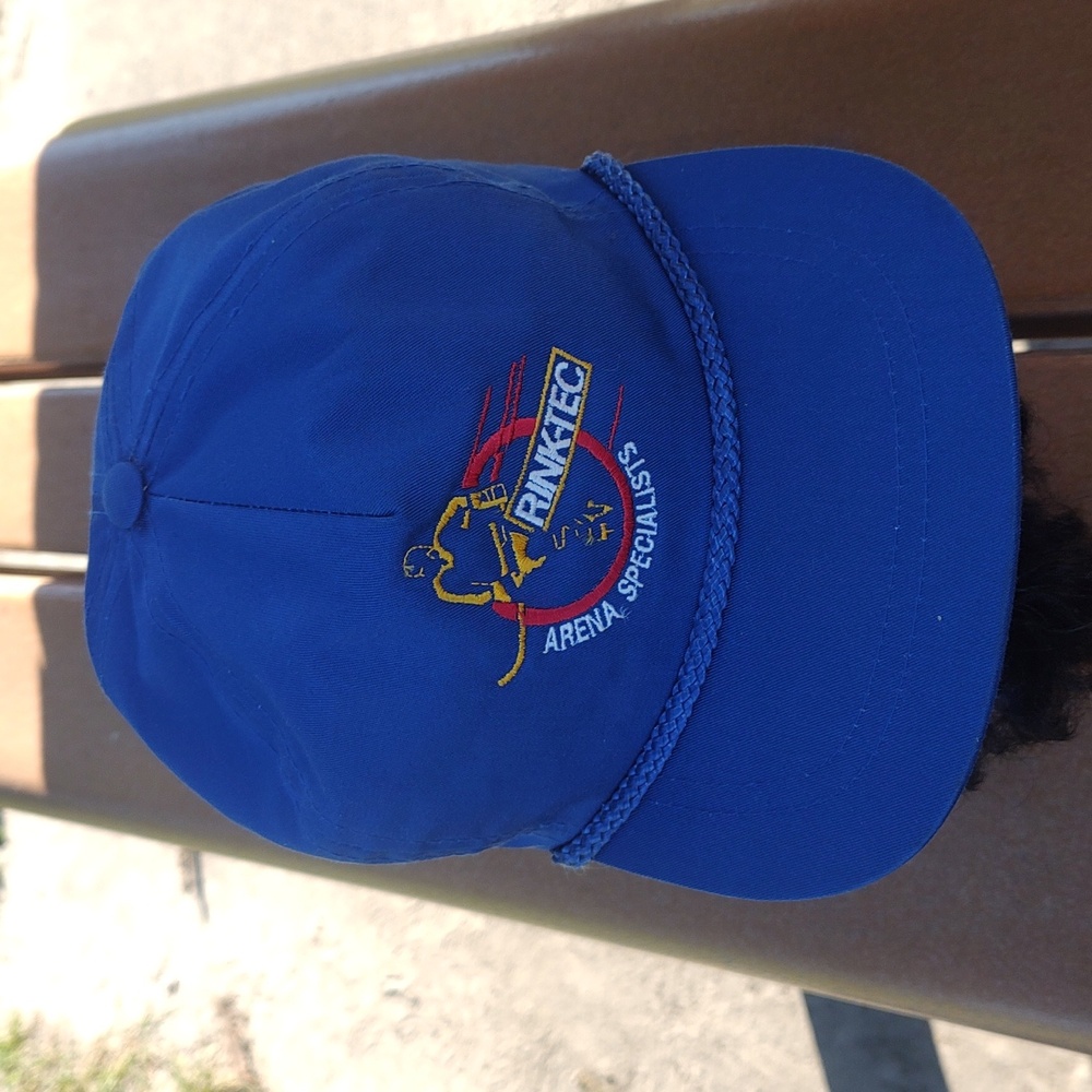 Vtg Rink-Tec Arena Specialist Embroidered Logo Leather Strapback Hat Cap w/Rope